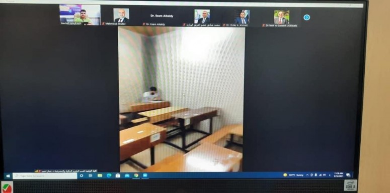 زار الفريق الوزاري الكترونياً صباح اليوم الاحد ٢٠٢١/٩/١٢ كلية الرشيد الجامعة وقد اطلع على اداء سير العملية الامتحانية بنمطيها الحضوري والالكتروني