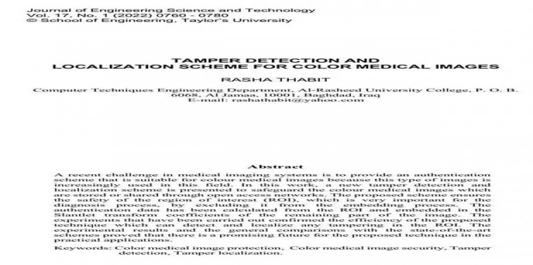 نشر بحث علمي للاستاذ المساعد الدكتوره رشا ثابت ضمن مستوعبات Scopus و Clarivate analytics 